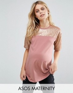 Футболка для беременных с пайетками на кокетке ASOS Maternity - Мульти