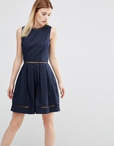 Короткое приталенное платье со вставками AX Paris - Темно-синий