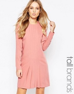 Платье со складками спереди и длинными рукавами Y.A.S Tall - Розовый