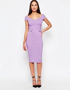 Платье миди с баской Vesper Phoebe - Фиолетовый