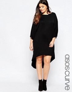 Асимметричное платье с рукавами-кимоно ASOS CURVE - Черный
