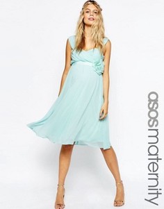 Свадебное шифоновое платье миди для беременных с объемным цветком ASOS Maternity ASOS Maternity - Синий