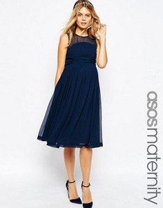 Платье миди для беременных с оборкой ASOS Maternity WEDDING - Темно-синий
