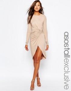 Облегающее платье с декоративным узелком ASOS TALL - Бежевый