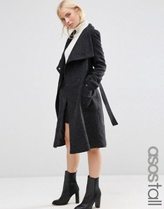 Полушерстяное пальто с воротником‑труба ASOS TALL - Черный