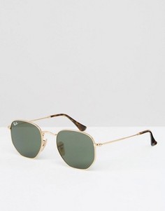 Солнцезащитные очки с плоскими линзами в золотистой оправе Ray-Ban - Золотой