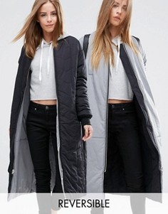 Двусторонняя удлиненная куртка ASOS - Серый