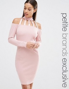 Облегающее платье с открытыми плечами и решетчатой отделкой Naanaa Petite - Розовый