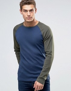 Лонгслив узкого кроя с рукавами реглан Esprit - Темно-синий