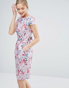 Платье миди с завязкой сзади и короткими рукавами Closet - Мульти