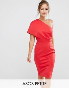 Платье миди на одно плечо с броской молнией ASOS PETITE - Красный