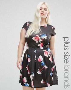 Короткое приталенное платье с цветочным принтом Praslin Plus - Черный