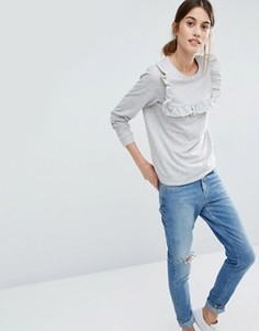 Лонгслив с оборкой Vero Moda - Серый