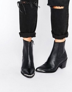 Кожаные ботинки челси в стиле вестерн ASOS RENETA - Черный