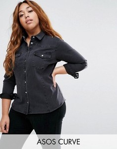 Черная джинсовая рубашка в стиле вестерн ASOS CURVE - Черный