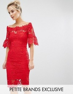 Кружевное платье-футляр с широкой горловиной Paper Dolls Petite - Красный