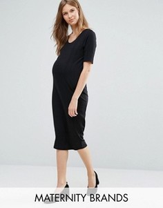 Платье миди для беременных в рубчик New Look Maternity - Черный