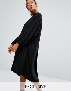 Oversize-платье миди с длинными рукавами Monki - Черный