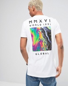 Длинная футболка с принтом на спине ASOS - Белый
