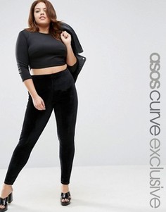 Бархатные леггинсы ASOS CURVE - Черный