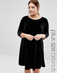 Бархатное свободное платье New Look Plus - Черный