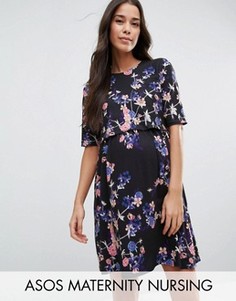 Двухслойное платье с цветочным принтом ASOS Maternity NURSING - Мульти