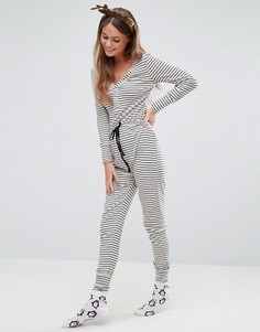Трикотажная пижама-комбинезон в полоску New Look - Серый