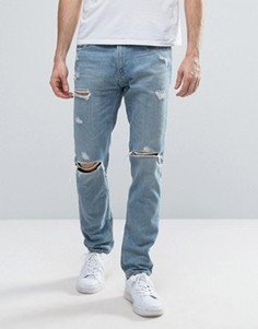 Светлые джинсы скинни с прорехами Hollister - Синий