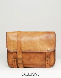 Коричневая кожаная сумка почтальона Reclaimed Vintage Inspired - Коричневый