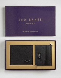 Подарочный набор из кожаных бумажника и кошелька для карт Ted Baker - Черный
