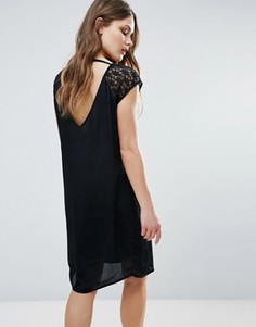 Платье миди с кружевными рукавами и открытой спиной B.Young - Черный
