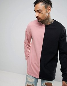 Oversize-лонгслив из плотной ткани с контрастной отделкой ASOS - Мульти