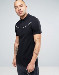 Облегающая футболка-поло с кокеткой в стиле вестерн ASOS - Черный