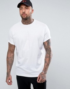 Белая oversize-футболка удлиненного кроя с отворотами на рукавах ASOS - Белый