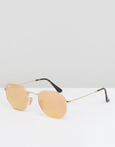 Круглые солнцезащитные очки с золотистыми стеклами Ray-Ban - Розовый