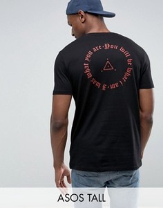 Черная свободная футболка с принтом на спине ASOS TALL - Черный