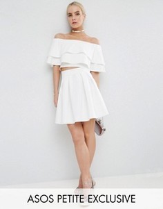 Мини-юбка со складками ASOS PETITE - Белый