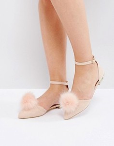 Туфли на плоской подошве с помпонами Miss KG - Розовый