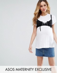 Футболка 2 в 1 с люверсами ASOS Maternity - Белый