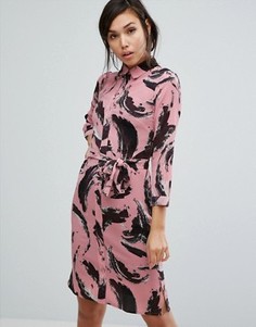 Платье-рубашка миди с графическим принтом Vesper - Розовый