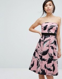 Короткое приталенное платье-бандо Vesper - Розовый