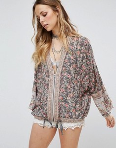 Кимоно с принтом Free People Windflowers - Серый