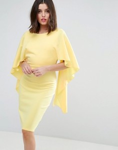 Платье миди с оборками на рукавах City Goddess - Желтый