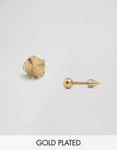 Позолоченные серьги-гвоздики с кристаллами Orelia - Золотой