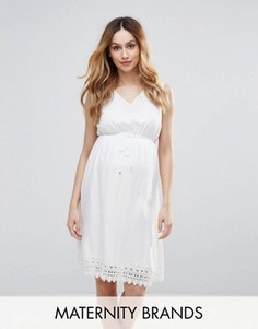 Короткое приталенное платье с ажурной отделкой Mamlicious - Белый Mama.Licious