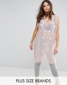 Прозрачное сетчатое платье с цветочной вышивкой Religion Plus - Розовый