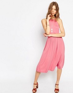 Платье миди с завышенной талией ASOS - Розовый