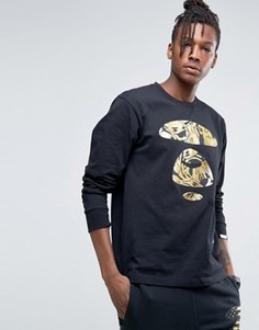 Лонгслив с большим логотипом с эффектом металлик AAPE By A Bathing Ape - Черный