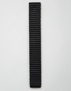 Вязаный галстук в горошек 7X - Черный