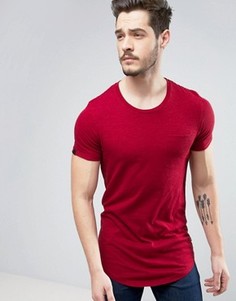 Длинная хлопковая футболка с карманом Produkt - Красный